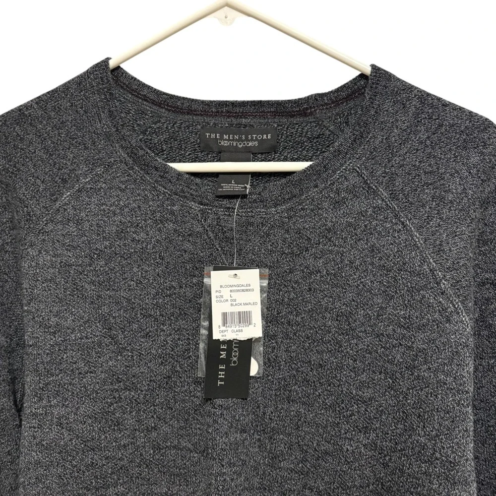 The Men's Store Bloomingdale's Merino Wool Sweater Size Large Knit Black Marled
